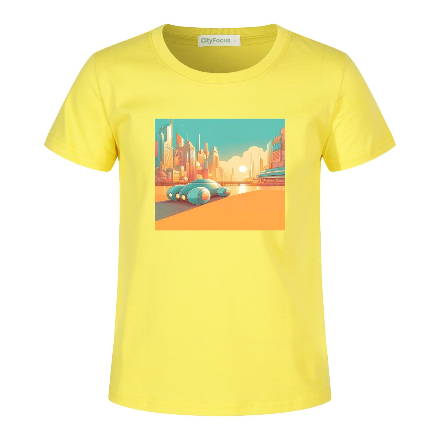 100% cotton Boys' Futuristic Cityscape Graphic Tee 1