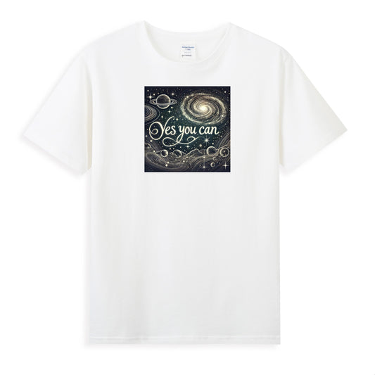 Premium Women's Tee with Cosmic Yes You Can Artwork