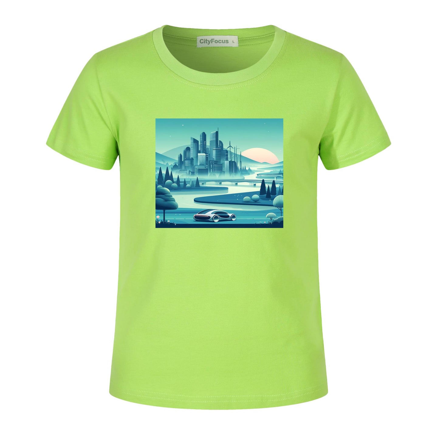 100% cotton Boys' Futuristic Cityscape Graphic Tee 2