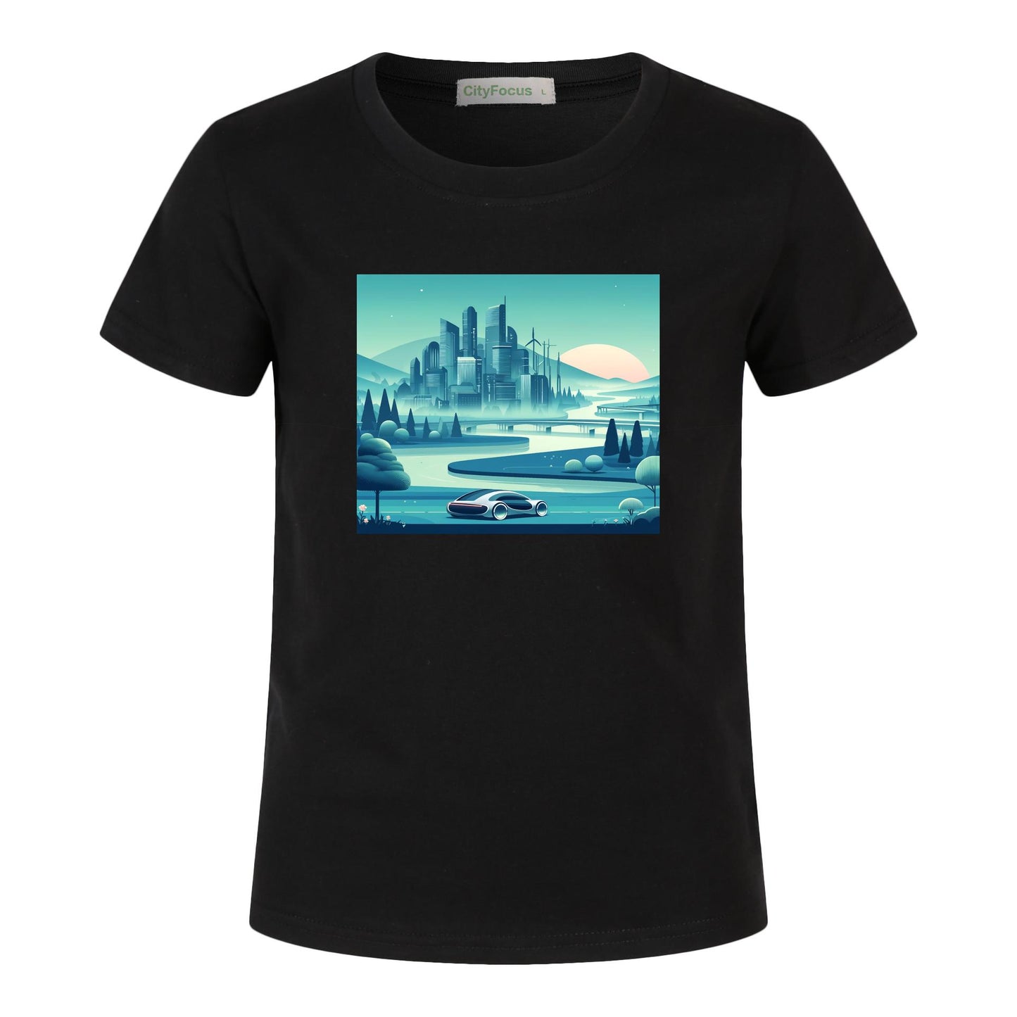 100% cotton Boys' Futuristic Cityscape Graphic Tee 2