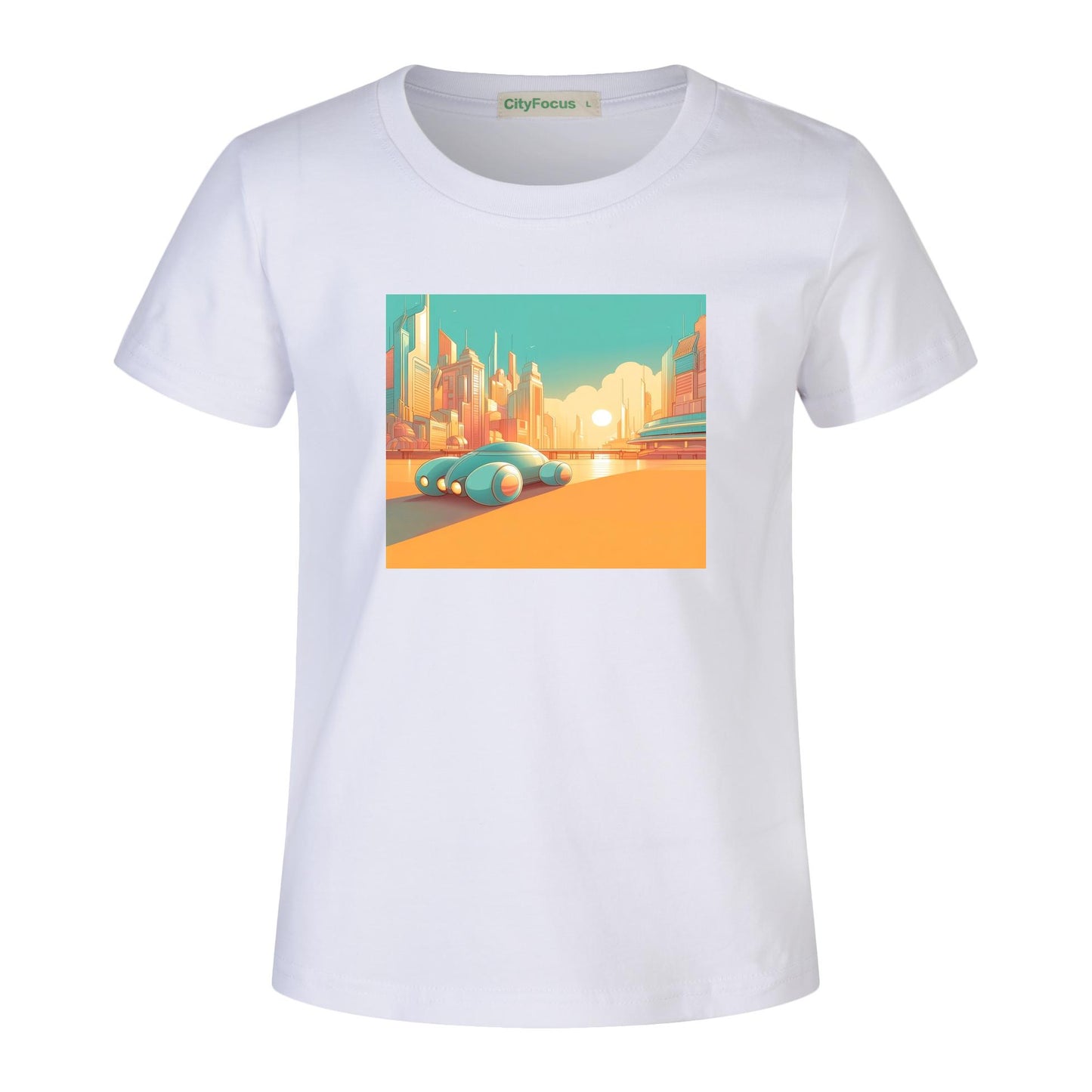 100% cotton Boys' Futuristic Cityscape Graphic Tee 1