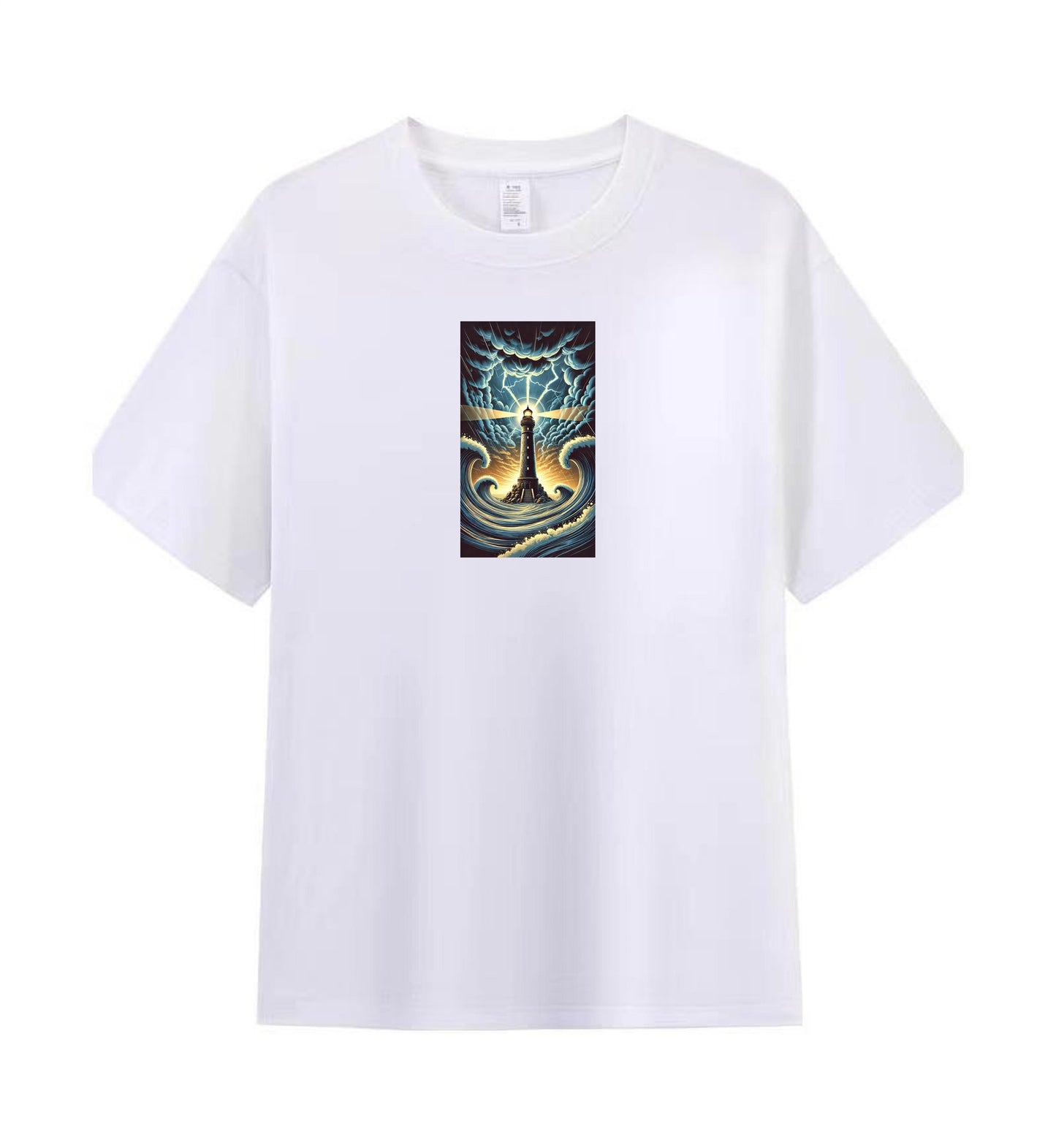 Premium Cotton Men's T-Shirt with Artistic Lighthouse Design