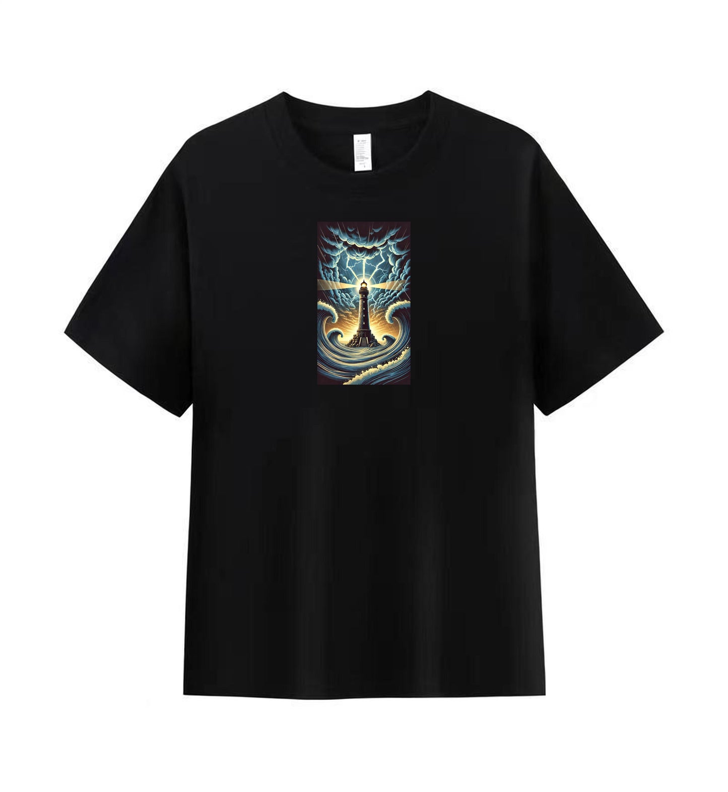 Premium Cotton Men's T-Shirt with Artistic Lighthouse Design