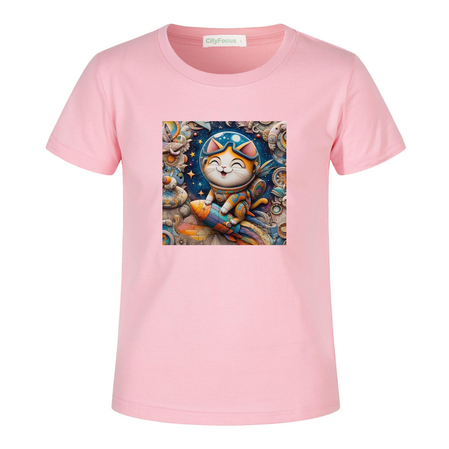 Futuristic Feline Fun Kids Tee 8