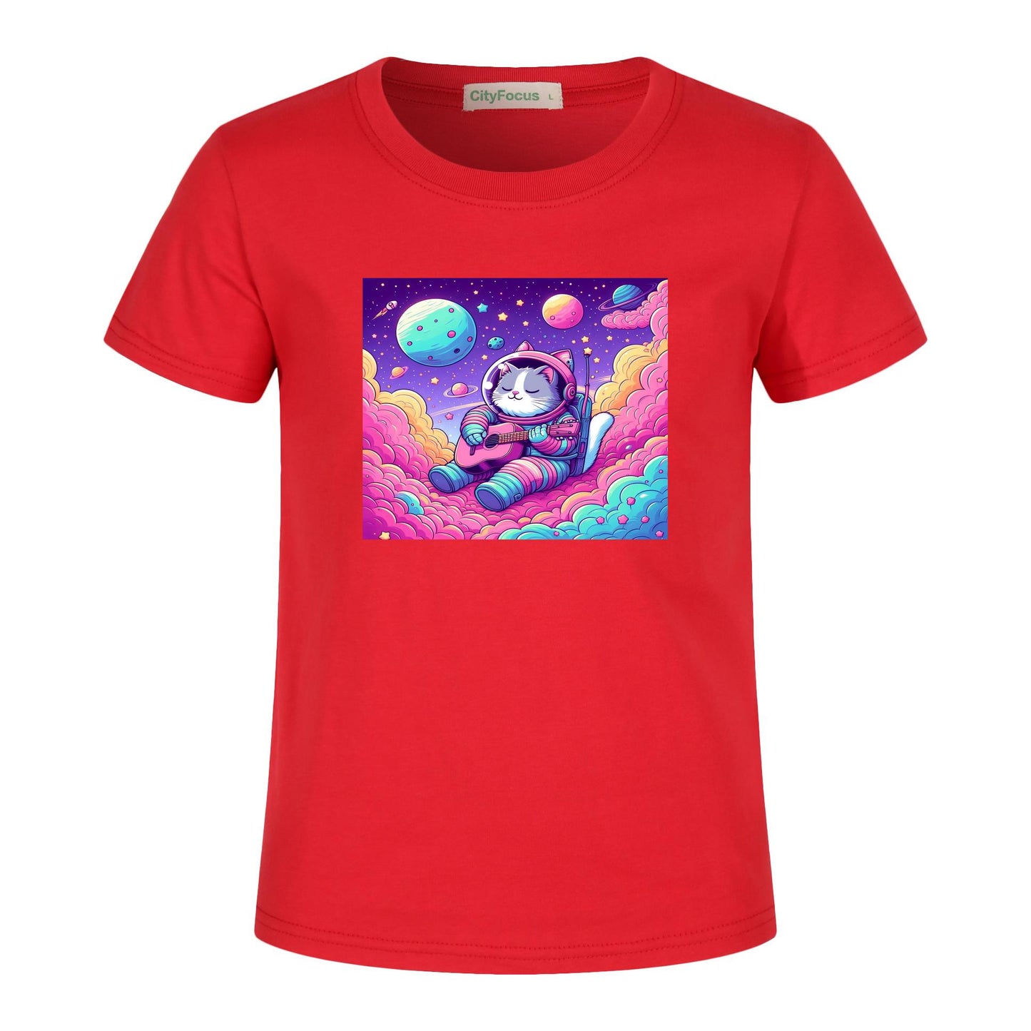 Cosmic Kitty Astronaut Kids T-Shirt 100% cotton 1 - Fun and Out-of-This-World