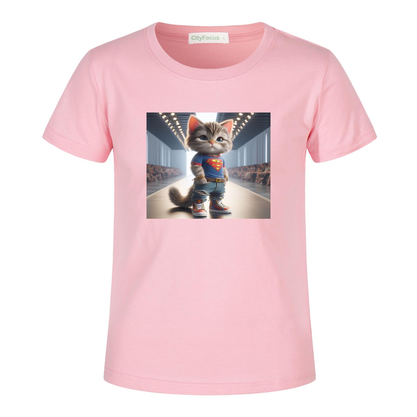 100% cotton Runway Fashion Forward Cat 4: Cute and Cool Kids' Graphic T-Shirt