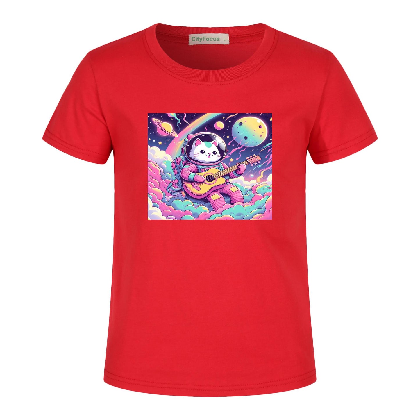 Cosmic Kitty Astronaut Kids T-Shirt 100% cotton 8 - Fun and Out-of-This-World