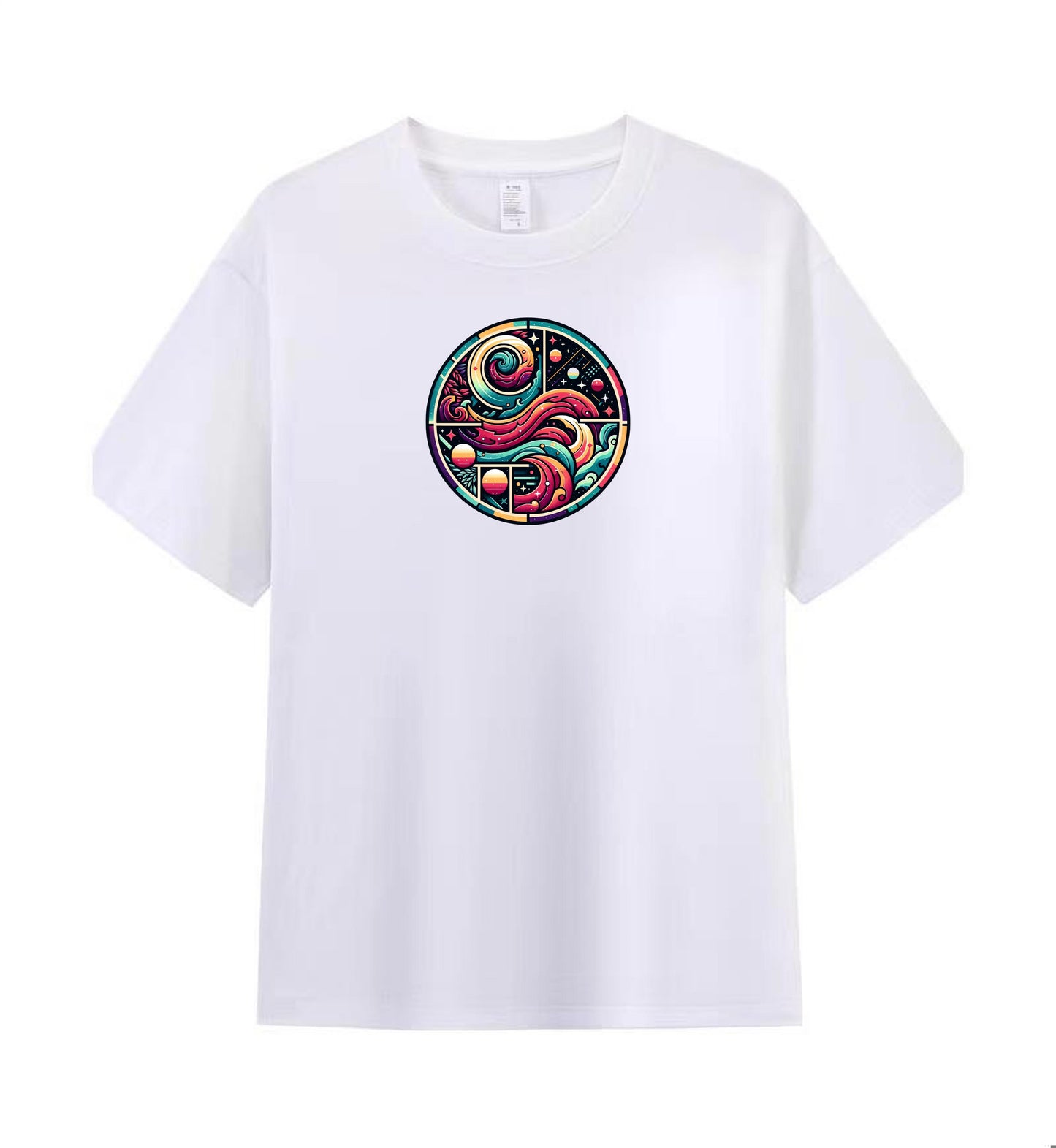 Vibrant Cosmic Wave Men’s 100% Premium Cotton T-Shirt