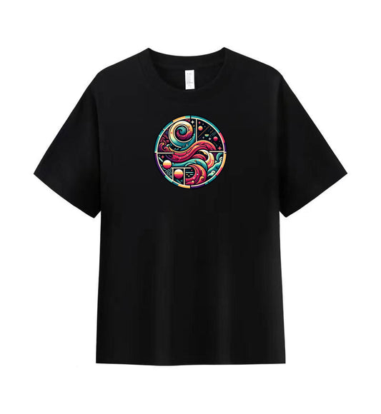 Vibrant Cosmic Wave Men’s 100% Premium Cotton T-Shirt